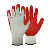 Х/Б «Стандарт» перчатки «Мастер защиты» с латексным красным обливом ладонной части, 10 класс, с машинным оверлоком, белые (23 см.)